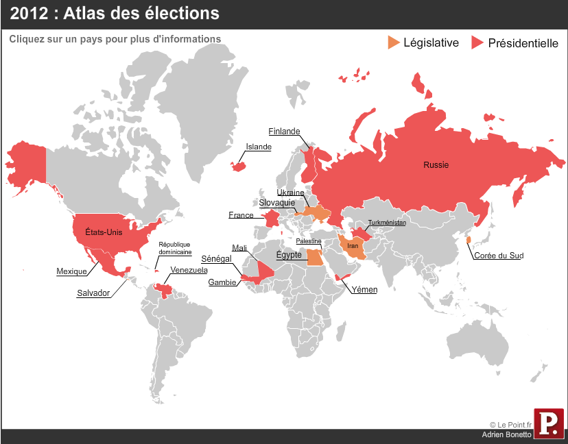 Carte Du Monde Des élections 2012 Communication Politique